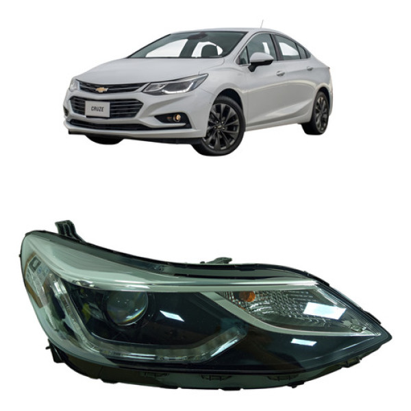 Farol Lado Direito Com Led Gm Cruze Ano 2017 A 2023 - Direito/passageiro