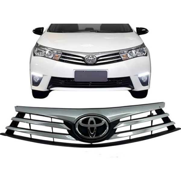 Grade Dianteira Radiador Toyota Corolla 2015/2017 Original - Prateado - Brilhante