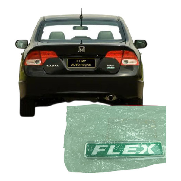 Emblema Traseiro Flex Civic City Fit 2009 A 2012 Cor Verde Verde