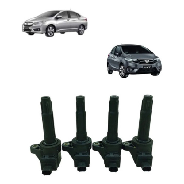 4 Bobinas Ignição Honda Fit City 1.5 2015 A 2020 3052055a