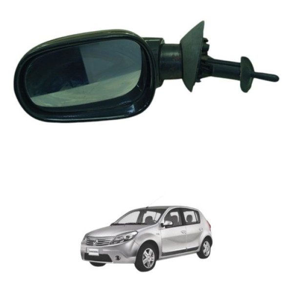 Retrovisor Manual Esquerdo Renault Sandero 2007 A 2010