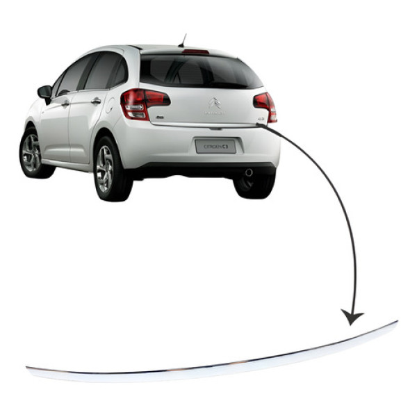 Friso Cromado Tampa Traseira Citroen C3 Ano 2010 A 2019 Cromado